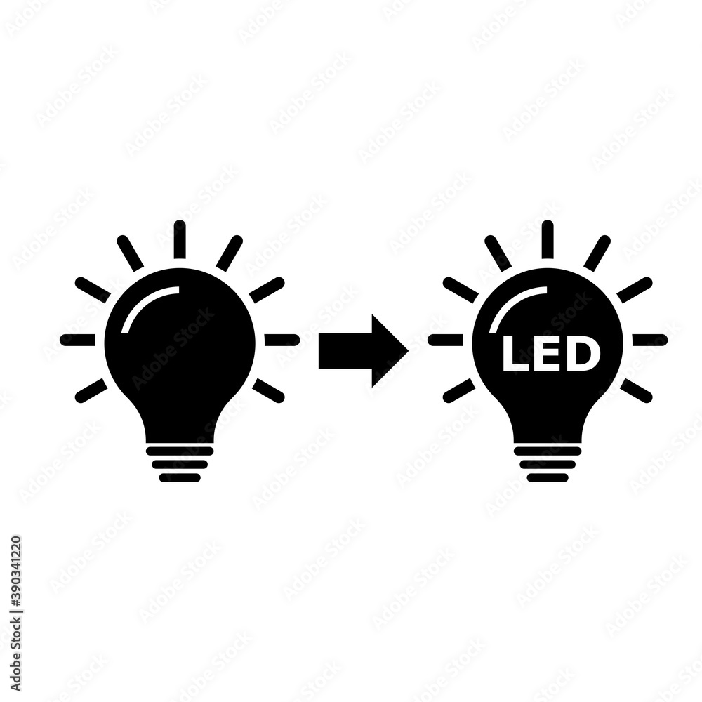 Led and usual light bulbs icon isolated on white background Led and usual light bulbs icon isolated on white background