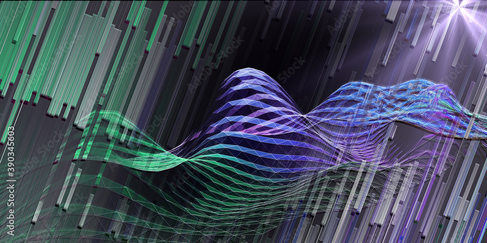 Obraz premium Abstract background with blurred lines. Quantum cryptography concept. Analytics algorithms data. Banner for business, science and technology.