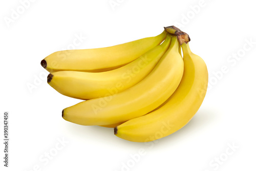 A bunch of fresh and ripe bananas isolated on white background.