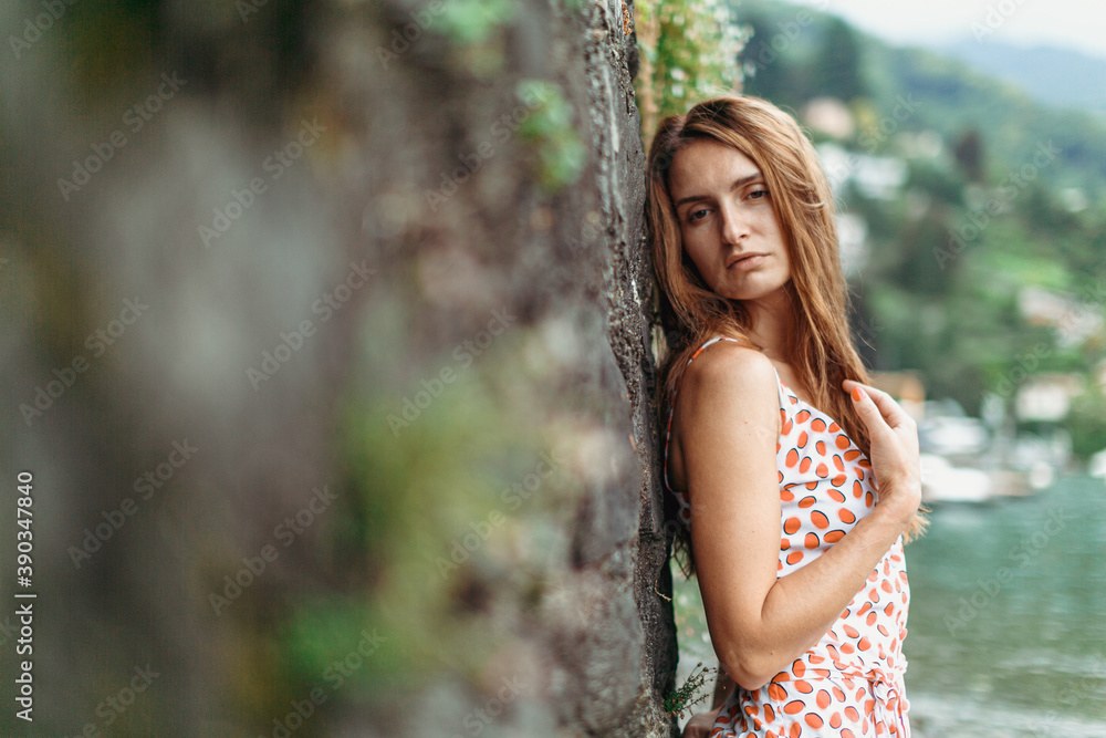 Beautiful girl on the shores of Lake Como Beautiful girl on the shores of Lake Como
