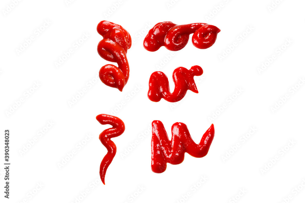 Ketchup splashes isolated on white background. Ketchup splashes isolated on white background.
