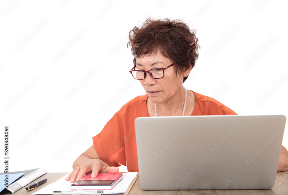 Chinese business elderly women are working hard Chinese business elderly women are working hard