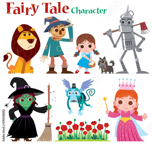 Vászonkép Vector illustration of Cartoon Set Fairy tales characters