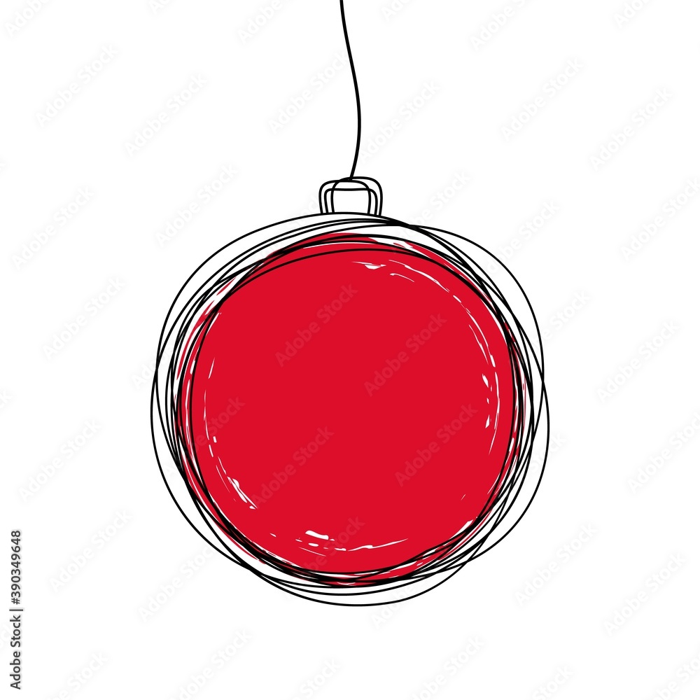 Hand drawn Christmas tree ball ornament isolated on white background Hand drawn Christmas tree ball ornament isolated on white background