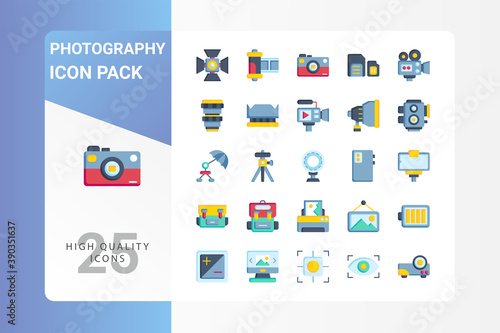 Photography icon pack for your web site design, logo, app, UI. Vector graphics illustration and editable stroke. EPS 10.