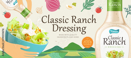 Salad dressing ad template