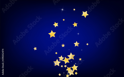 Gold Falling Stars Vector Blue Background. Galaxy 