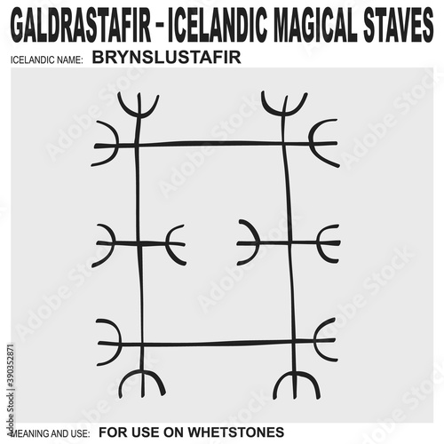 vector icon with Icelandic magical staves Brynslustafir. Symbol symbol means and is used on whetstones