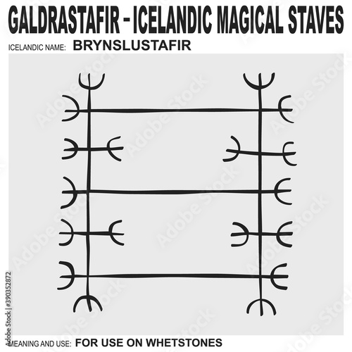 vector icon with Icelandic magical staves Brynslustafir. Symbol symbol means and is used on whetstones