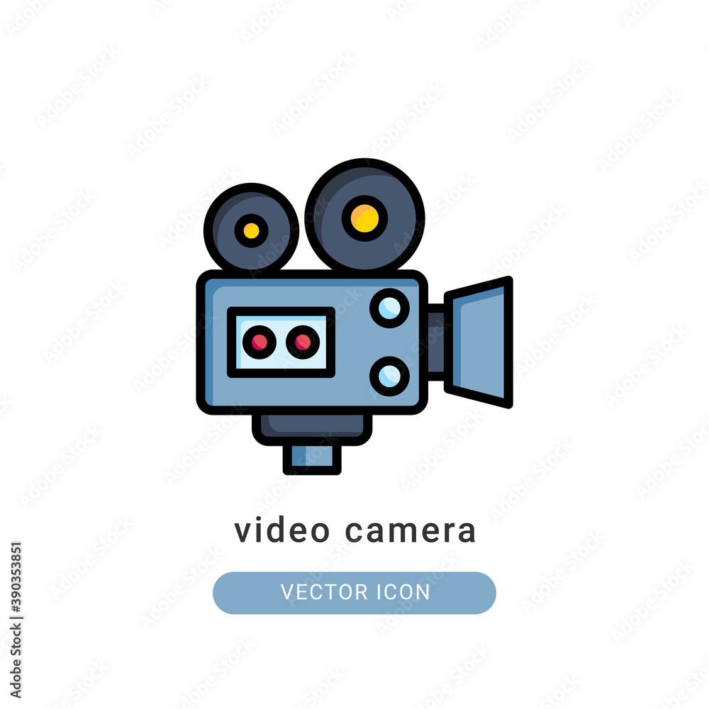 Fototapeta premium video camera icon vector illustration. video camera icon lineal color design.
