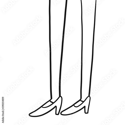 Thin legs of a girl in high heel shoes sketch