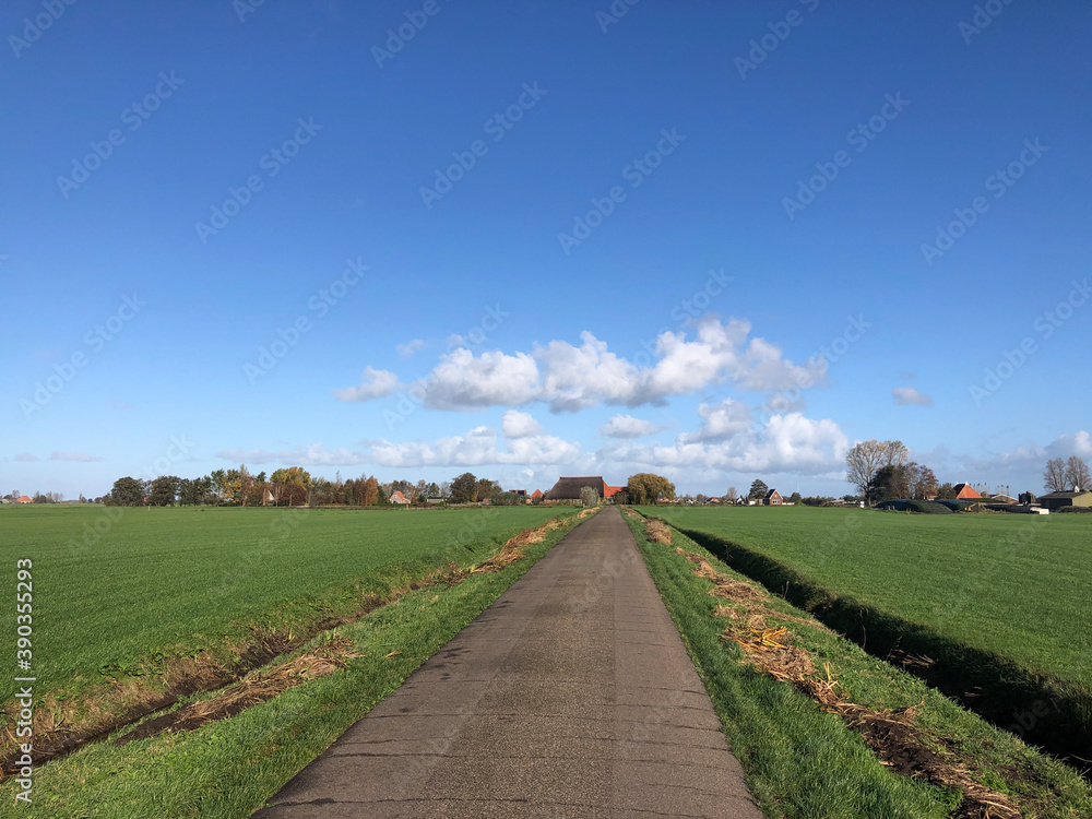 Road towards Echtenerbrug in Friesland