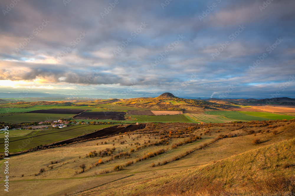 Amazing autumn view from Rana Hill in Central Bohemian Uplands, Czech Republic.