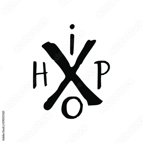 Hand drawn hip hop crossed hipster logo label emblem. Eps10 vector illustration.