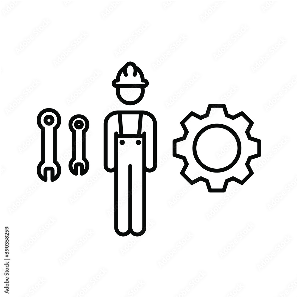 Technician icon with simple silhouette design isolated on white background. vector eps 10