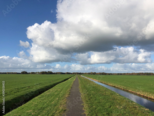 Path through grassland towards Nieuwehorne