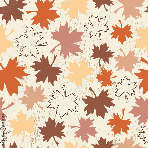 Autumn leaves seamless pattern vector, earthy colors foliage natural design illustration
