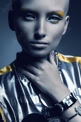 portrait of space woman with white eyes © Artem Popov