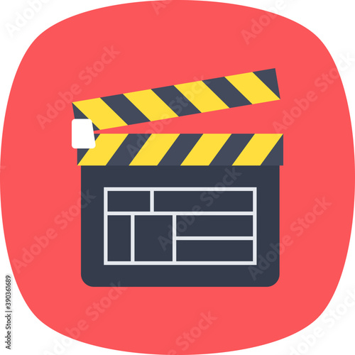 
A clapperboard within media player sign representing filmmaking concept
