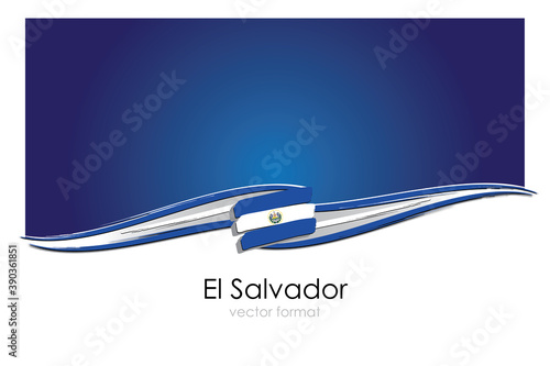 El Salvador Flag with colored hand drawn lines in Vector Format