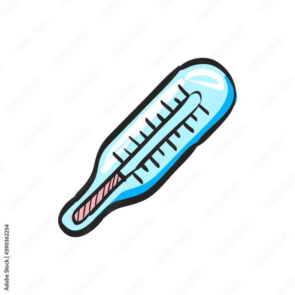 Thermometer icon in color drawing. Medical equipment healthcare doctor Thermometer icon in color drawing. Medical equipment healthcare doctor