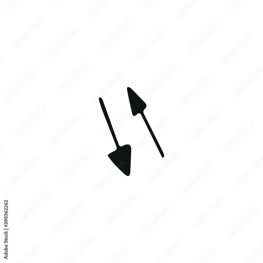 Single arrow element in doodle business set. Hand drawn vector illustration.