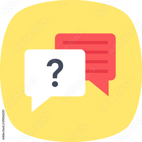 
Chat bubble with question mark, faq
