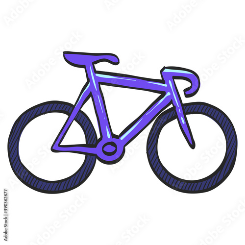 Track bike icon in color drawing. Bicycle racing road velodrome sport competition