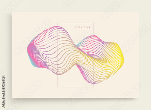Abstract digital wave with dynamic particles. Sound wave. Big data visualization. 3d vector illustration for business, science or technology.
