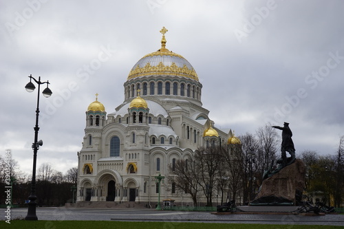 The Naval Nikolsky Cathedral in Kronstadt. Spring