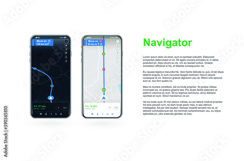 Map GPS navigation, Smartphone map application, App search map navigation, Banner. Vector illustration for graphic design.