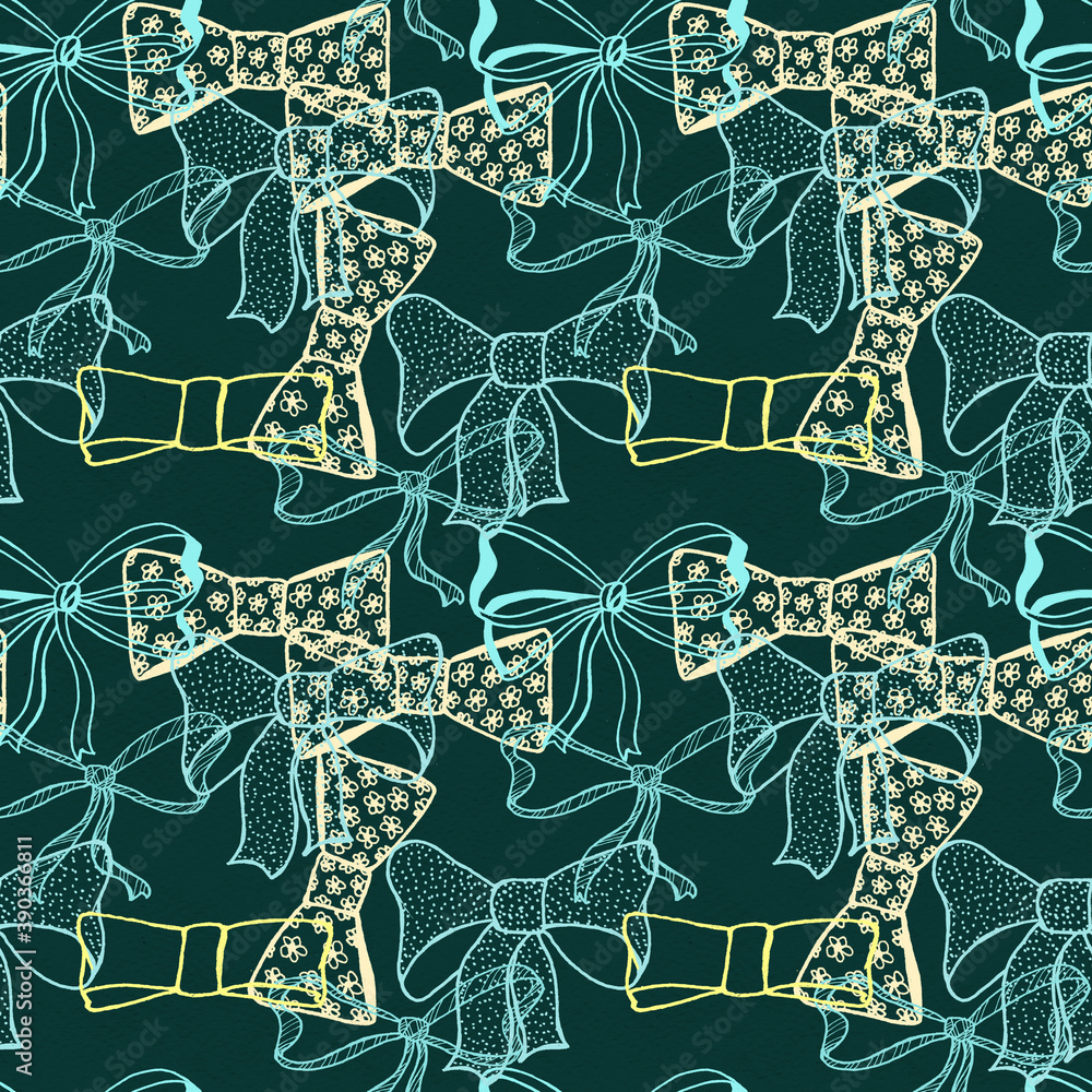 Obraz premium Seamless pattern with skerchy bows