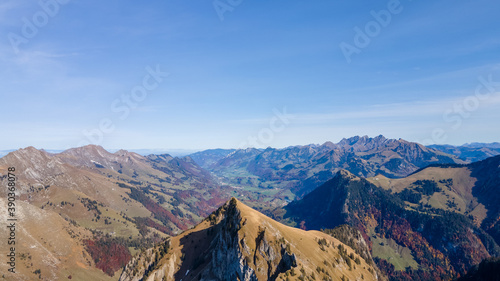 Fototapeta Naklejka Na Ścianę i Meble -  Aerial photography from les Rochers de Naye at 2042 meters, Switzerland. 