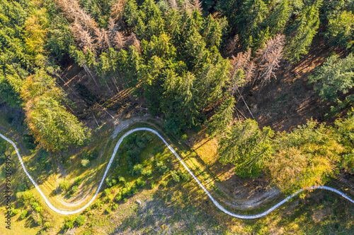 a bobsled run in summer from above