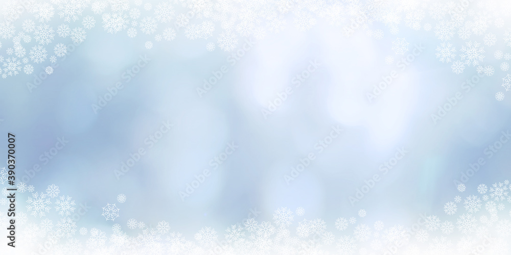 3d illustration Winter and white snow flakes.