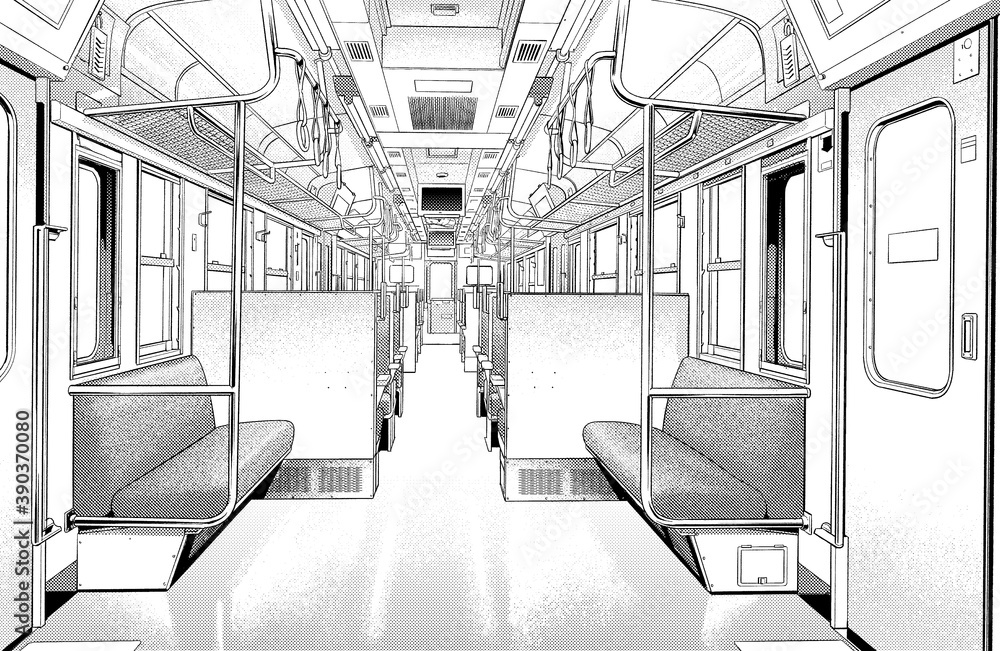 漫画風ペン画イラスト 電車 車内 Stock イラスト Adobe Stock 漫画風ペン画イラスト 電車 車内 Stock イラスト Adobe Stock