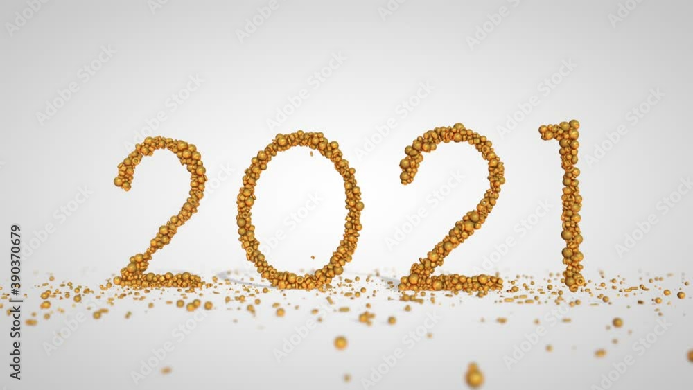 2021 New Year sign made from golden holiday globes, against white background.mov 2021 New Year sign made from golden holiday globes, against white background.mov
