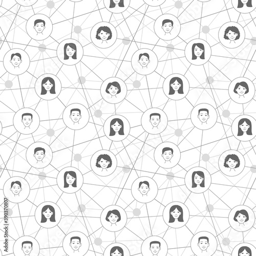 Social network communication background. Seamless pattern. Vector illustration doodle style