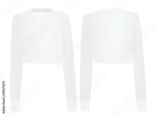 Women white crop sweater. vector illustration
