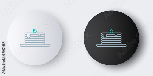 Line Stack of pancakes icon isolated on grey background. Baking with syrup and cherry. Breakfast concept. Colorful outline concept. Vector.