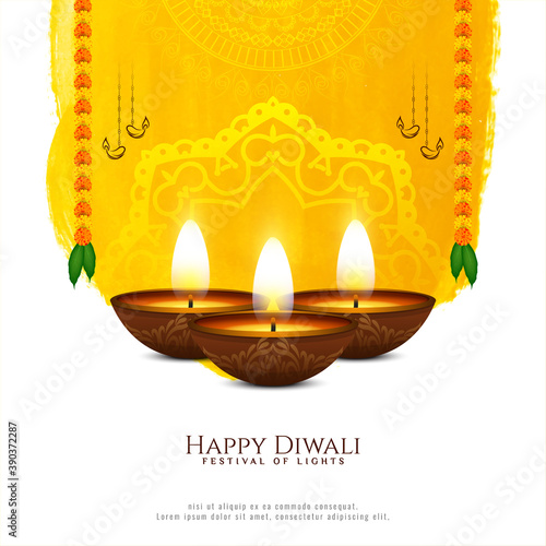 Awesome elegant Happy Diwali festival background with lamps