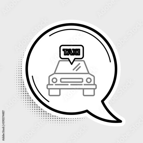 Line Taxi car icon isolated on grey background. Colorful outline concept. Vector.