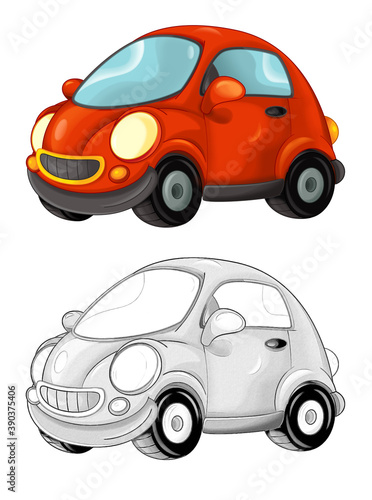Cartoon sports car smiling and looking - illustration