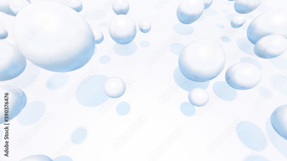 Abstract background of white balls in space 3d illustration