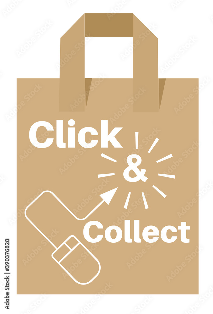 Click and collect internet shopping concept vector on a white background Click and collect internet shopping concept vector on a white background