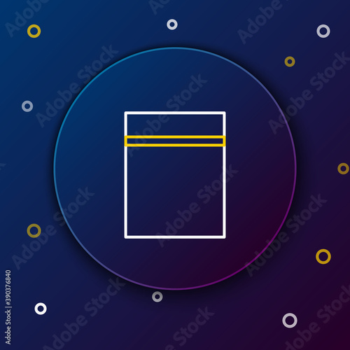Line Plastic bag with ziplock icon isolated on blue background. Colorful outline concept. Vector.