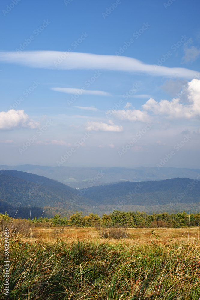 Fototapeta premium Bieszczady Mountains National Park. Countryside landscape