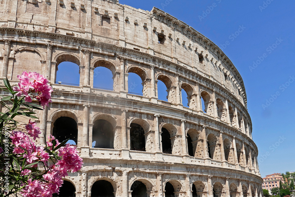 Detail of the Colosseum in Rome Italy