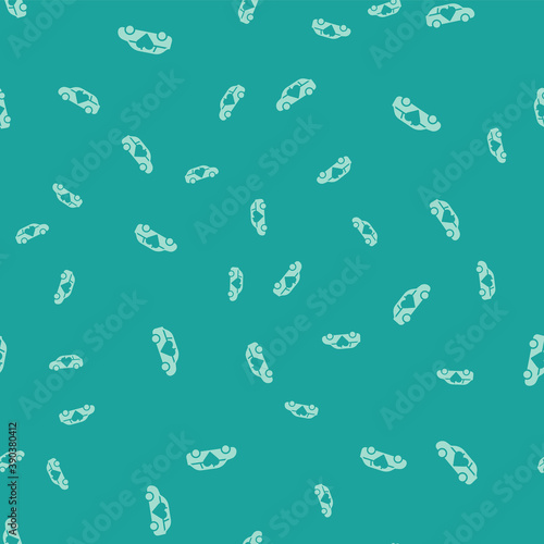 Green Luxury limousine car icon isolated seamless pattern on green background. For world premiere celebrities and guests poster. Vector.