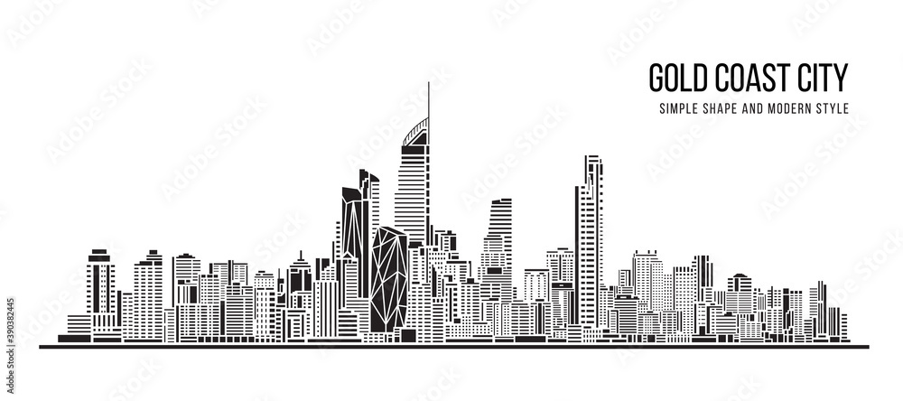 Cityscape Building Abstract shape and modern style art Vector design -   Gold Coast city
